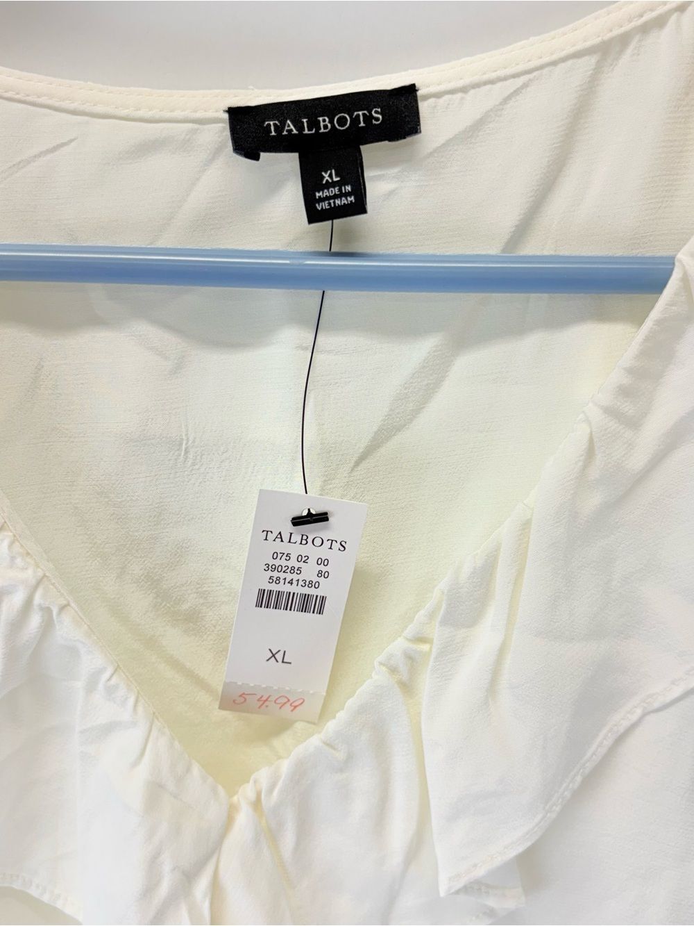 Talbots Women's XL Sleeveless Ruffle Front Blouse Cream Off White - Picture 2 of 4